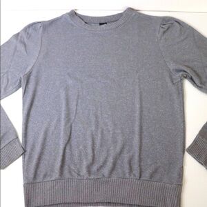 Joe’s Jeans Soft Pullover Knit Sweater Ribbed Crew Puff Sleeve Grey Size Medium